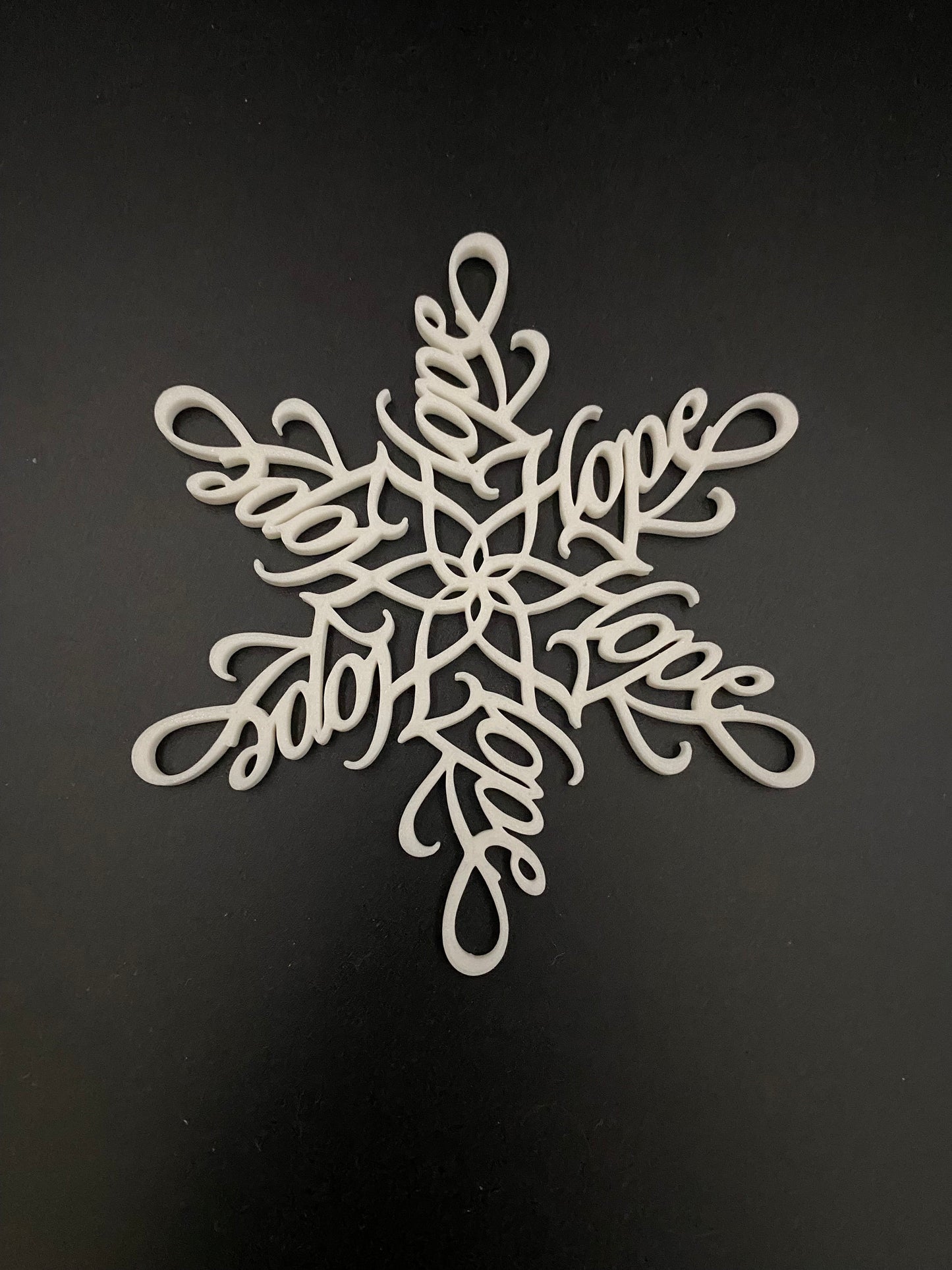 Hope Snowflake Ornament: 3D Printed Christmas Decoration
