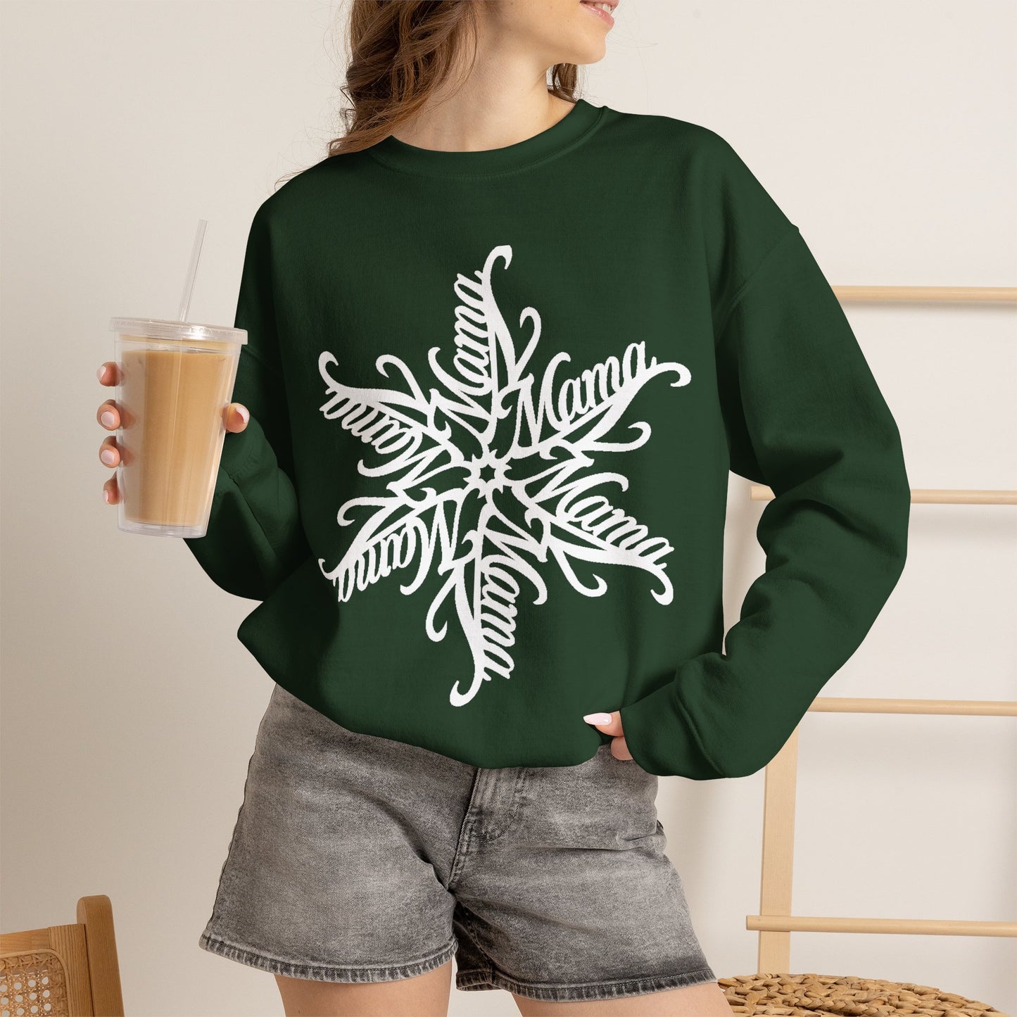 Mama Snowflake Sweatshirt, Personalized Snowflake Mom Sweater, Custom Ornate Design, Mothers Day Gift, New Mom Gift, Cozy Mama Crewneck