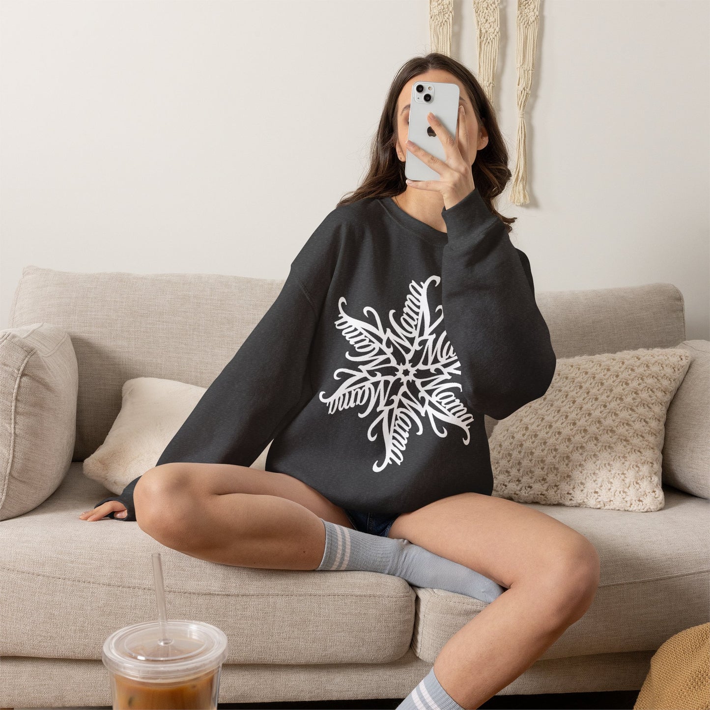 Mama Snowflake Sweatshirt, Personalized Snowflake Mom Sweater, Custom Ornate Design, Mothers Day Gift, New Mom Gift, Cozy Mama Crewneck