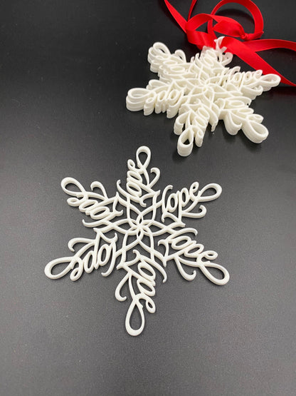 Hope Snowflake Ornament: 3D Printed Christmas Decoration