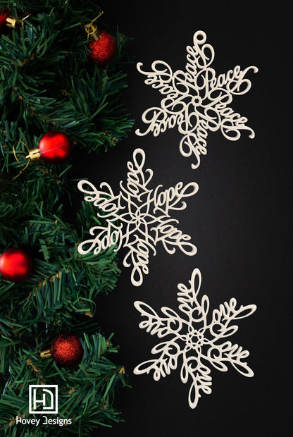 Peace, Love & Hope Ornament Set — Spiral Design
