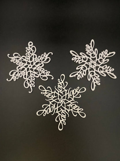 Peace, Love & Hope Ornament Set — Spiral Design