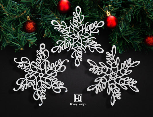 Peace, Love & Hope Ornament Set — Spiral Design