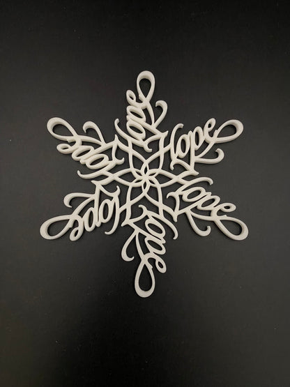 Hope Snowflake Ornament: 3D Printed Christmas Decoration