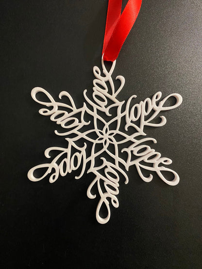 Hope Snowflake Ornament: 3D Printed Christmas Decoration