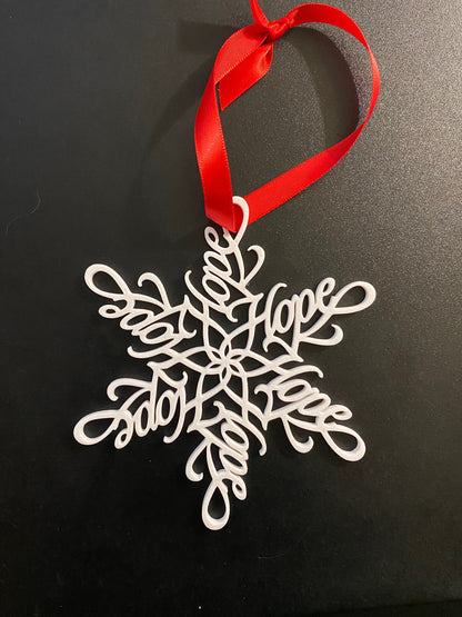 Hope Snowflake Ornament: 3D Printed Christmas Decoration