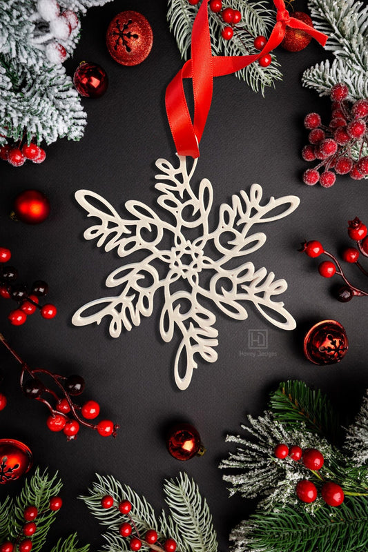 Love Snowflake Ornament — Spiral Design