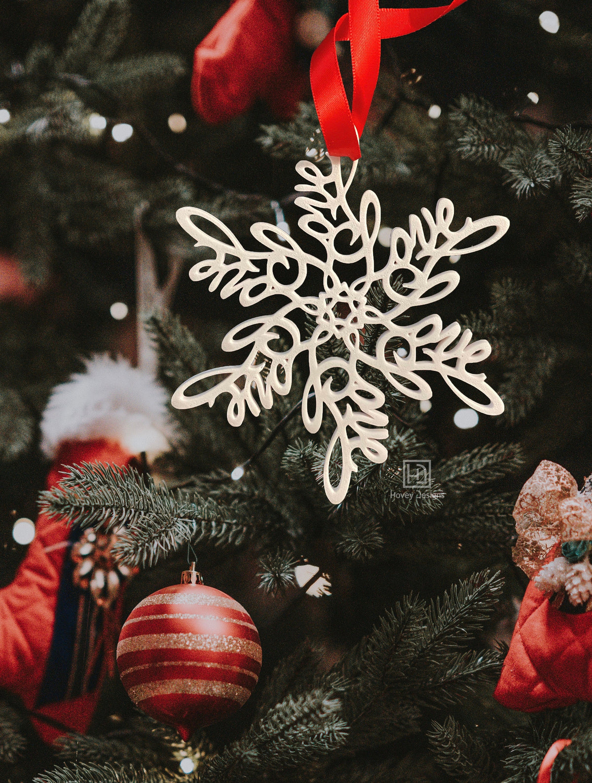 Love Snowflake Ornament — Spiral Design