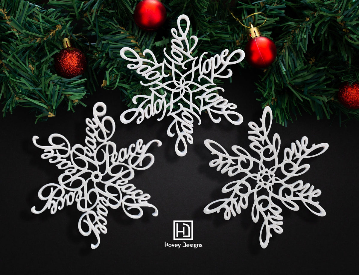Love Snowflake Ornament — Spiral Design