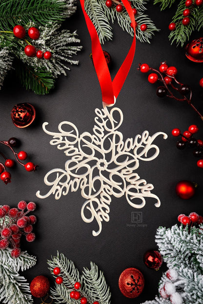 Peace Snowflake Ornament — Spiral Design