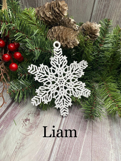 Personalized Snowflake Ornament with Name — Spiral Design