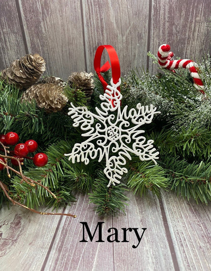 Personalized Snowflake Ornament with Name — Spiral Design