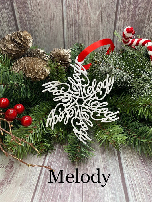 Personalized Snowflake Ornament with Name — Spiral Design