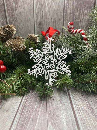 Personalized Snowflake Ornament with Name — Spiral Design