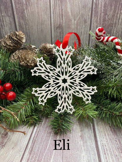 Personalized Snowflake Ornament with Name — Spiral Design