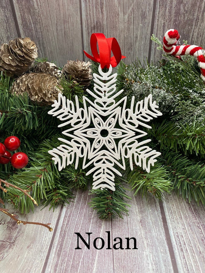 Personalized Snowflake Ornament with Name — Spiral Design