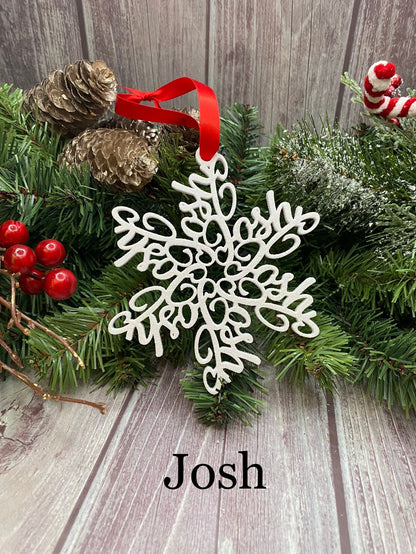 Personalized Snowflake Ornament with Name — Spiral Design