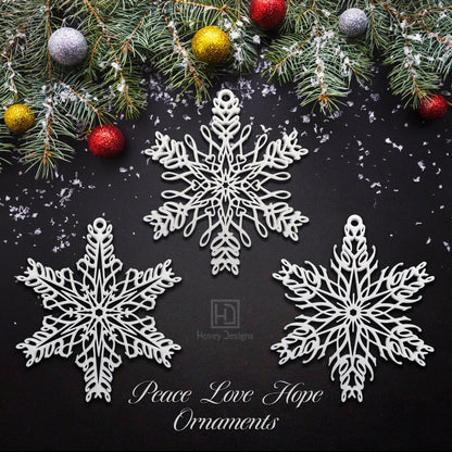 Peace Snowflake Ornament — Mirrored Design