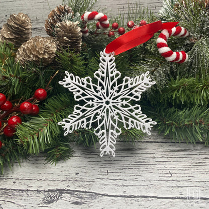 Peace Snowflake Ornament — Mirrored Design
