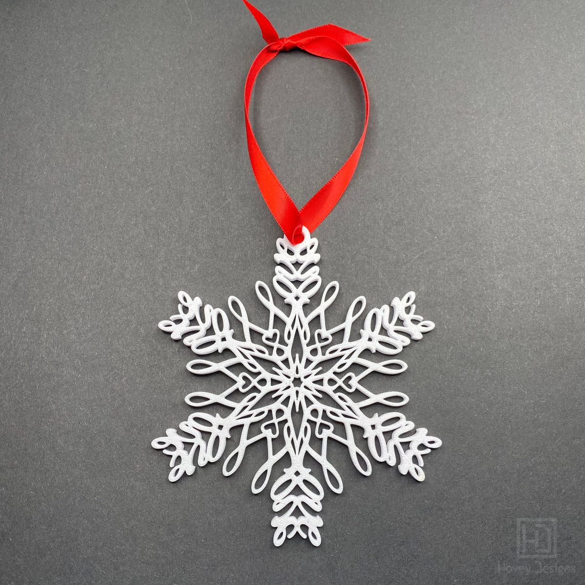 Love Snowflake Ornament — Mirrored Design