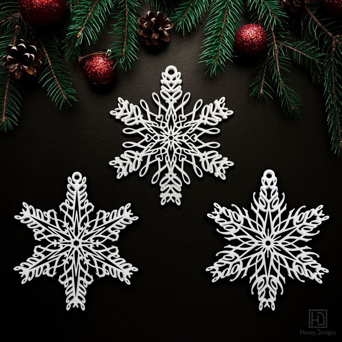 Peace, Love & Hope Ornament Set — Mirrored Design