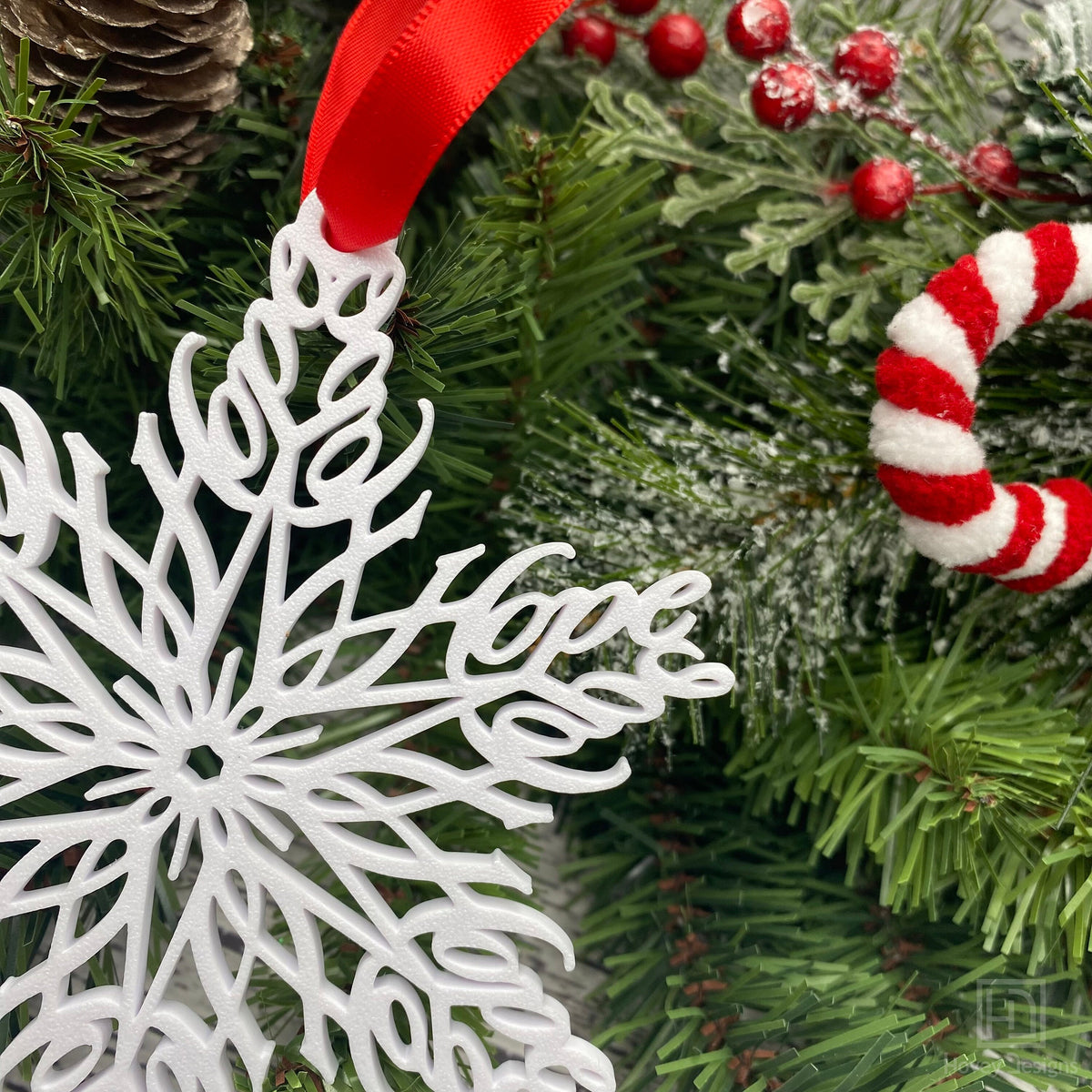 Hope Snowflake Ornament — Mirrored Design