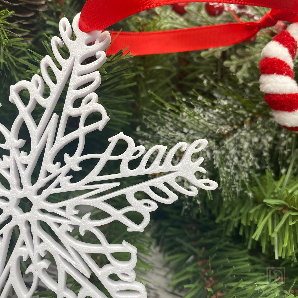 Peace Snowflake Ornament — Mirrored Design