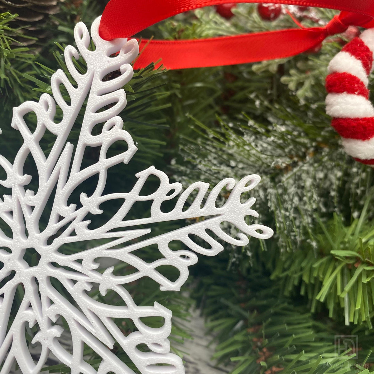 Peace Snowflake Ornament — Mirrored Design
