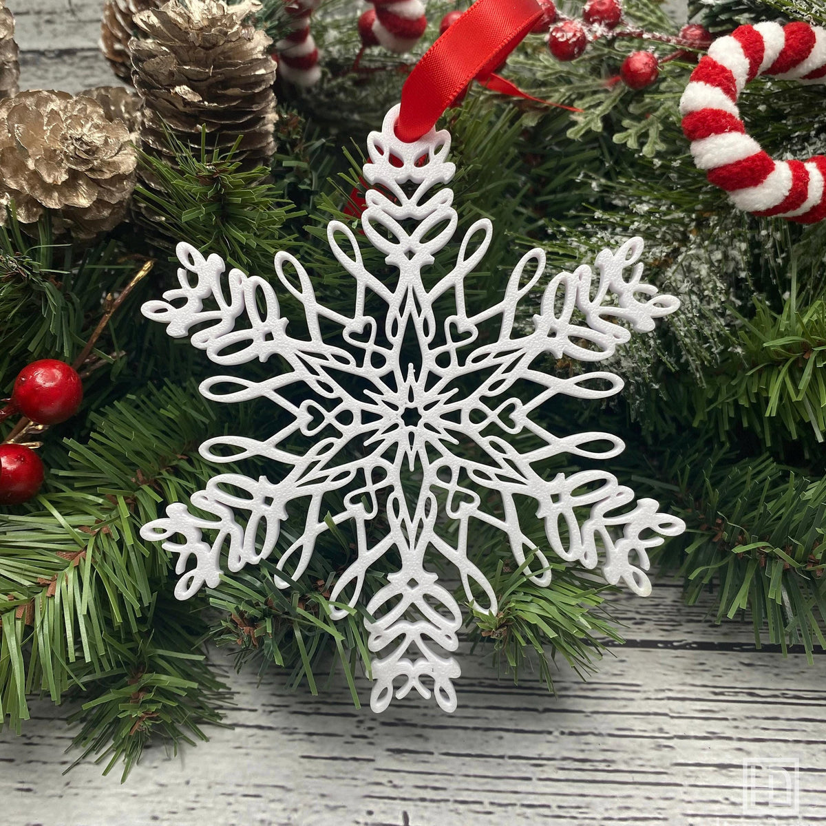 Love Snowflake Ornament — Mirrored Design