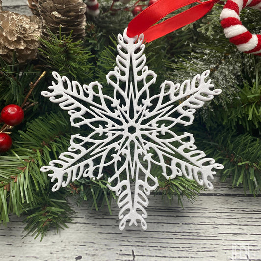 Peace Snowflake Ornament — Mirrored Design