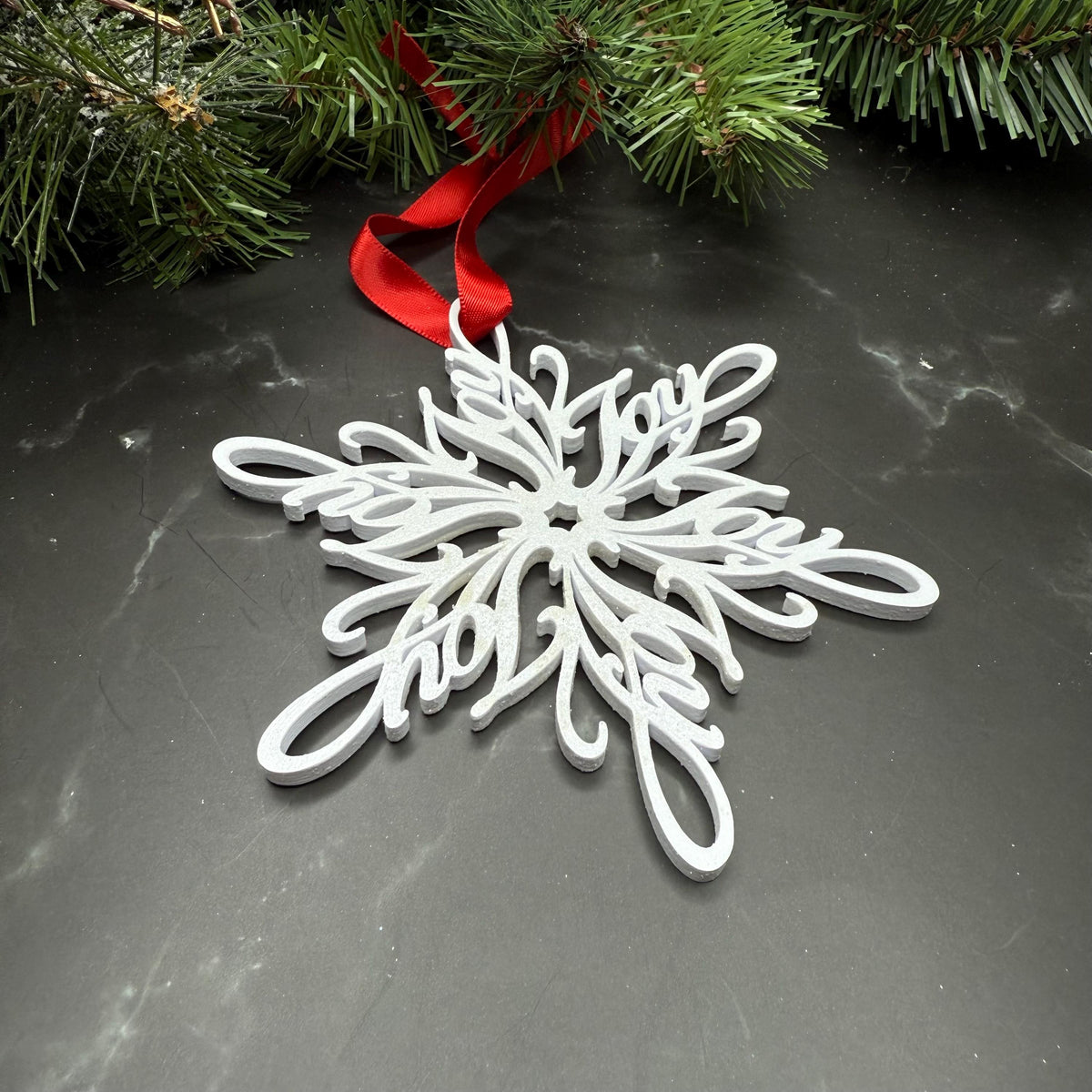 Joy Snowflake Ornament — Spiral Design