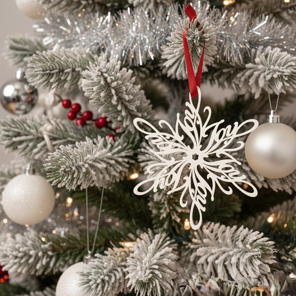 Joy Snowflake Ornament — Spiral Design