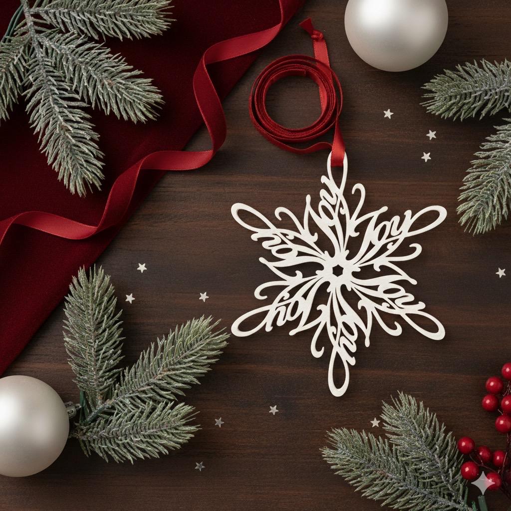 Joy Snowflake Ornament — Spiral Design