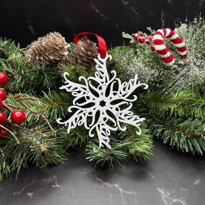 Personalized Snowflake Ornament with Name — Spiral Design