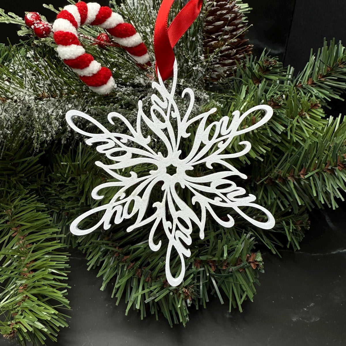 Joy Snowflake Ornament — Spiral Design