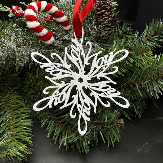 Joy Snowflake Ornament — Spiral Design