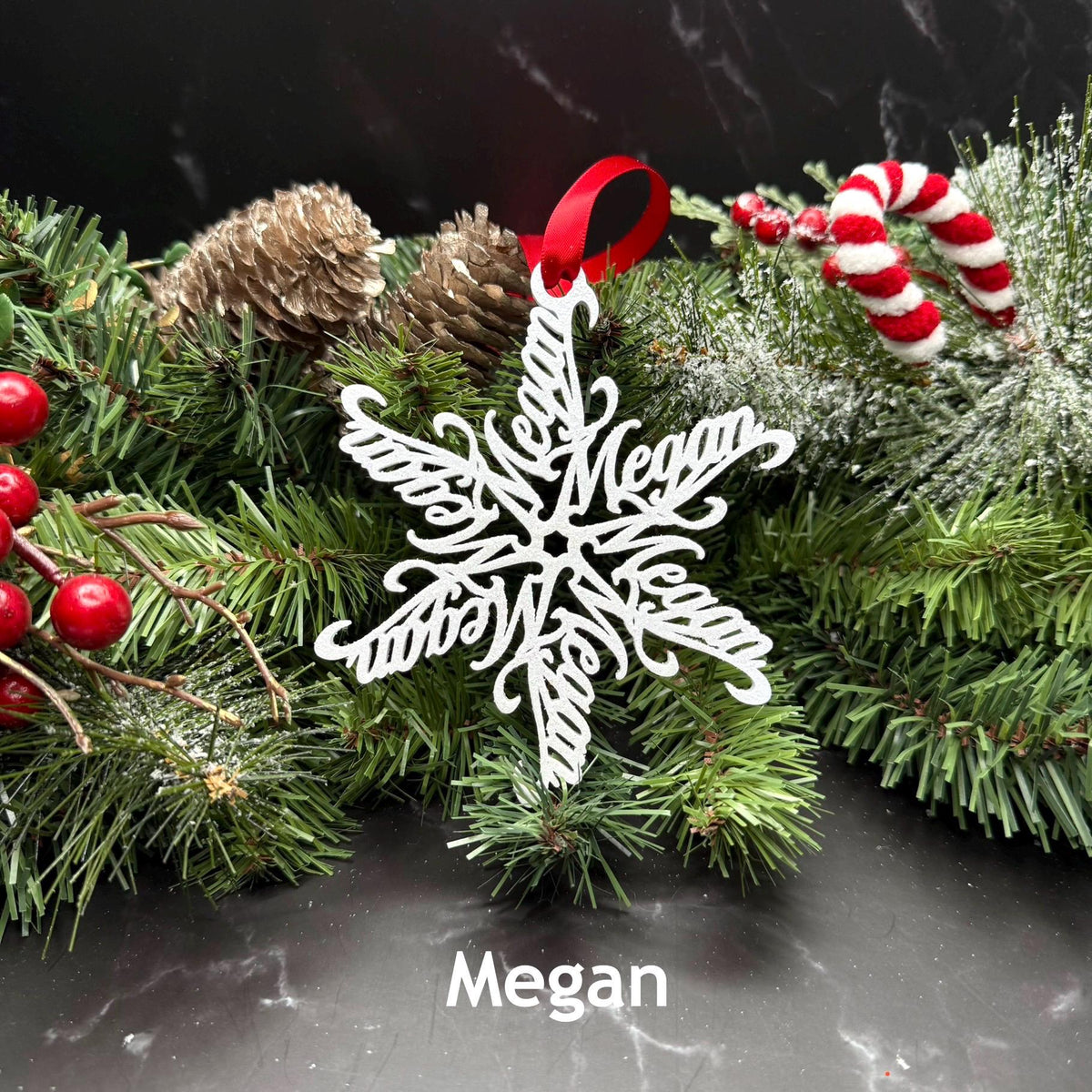 Personalized Snowflake Ornament with Name — Spiral Design